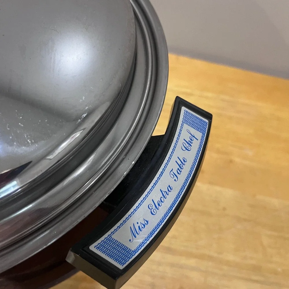 Vtg Miss Electra Table Chef Electric‎ Skillet MCM Stainless Steel Frying Pan 11